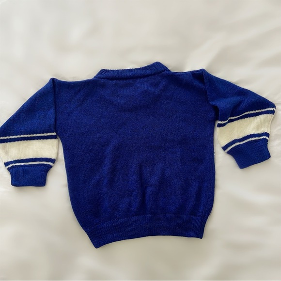 Vintage 70s knit eagle sweater children’s toddlers unisex boys girls blue retro - Picture 3 of 5